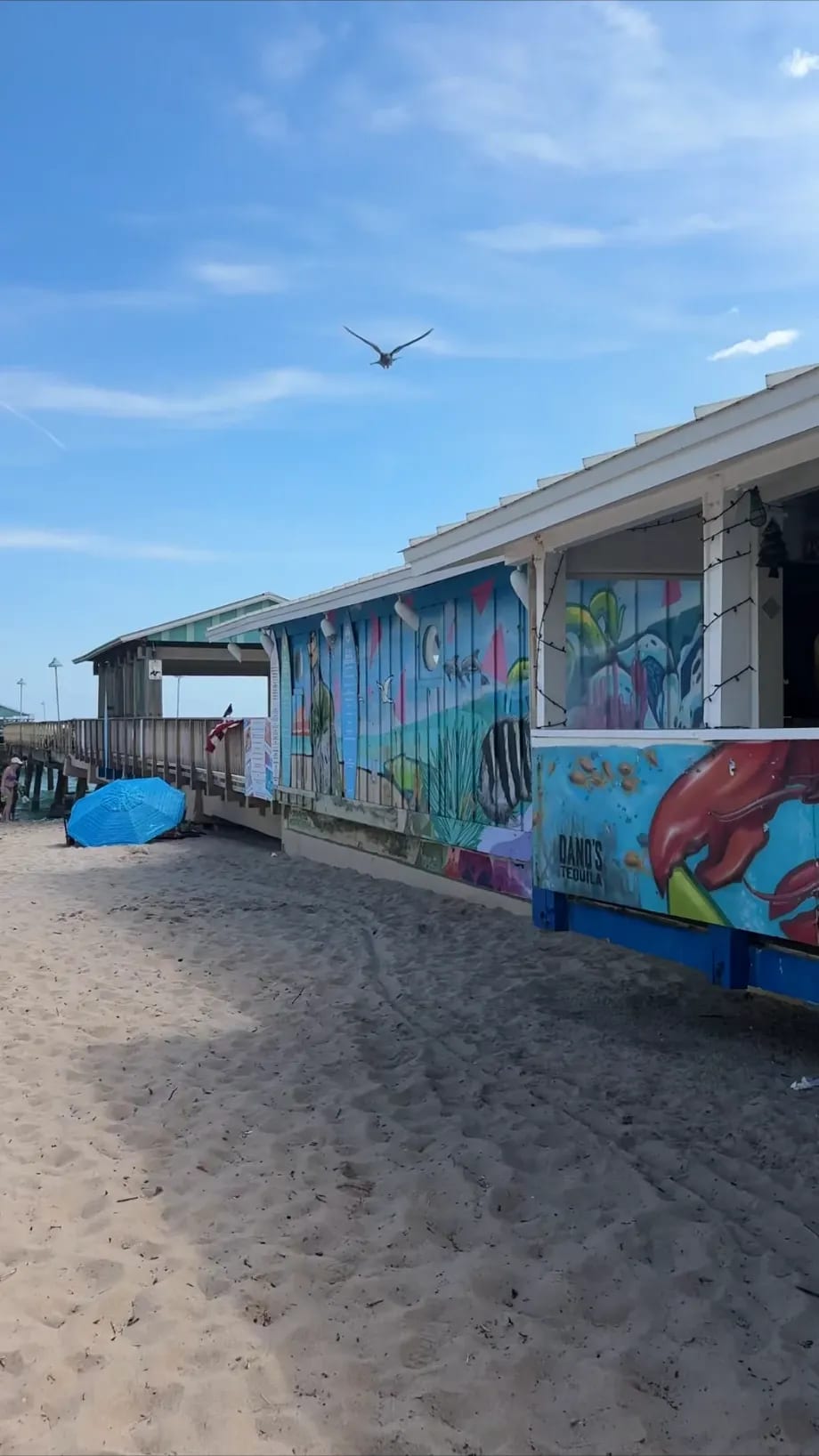 Anglin's Pier and the painted beachfront building in Lauderdale-by-the-Sea